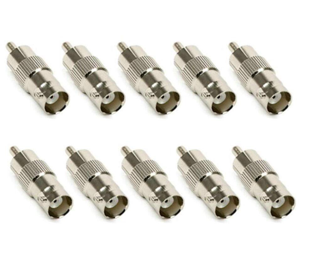 BW 10 x BNC Female to RCA Phono Male Plug Adapter - CCTV to Composite Video