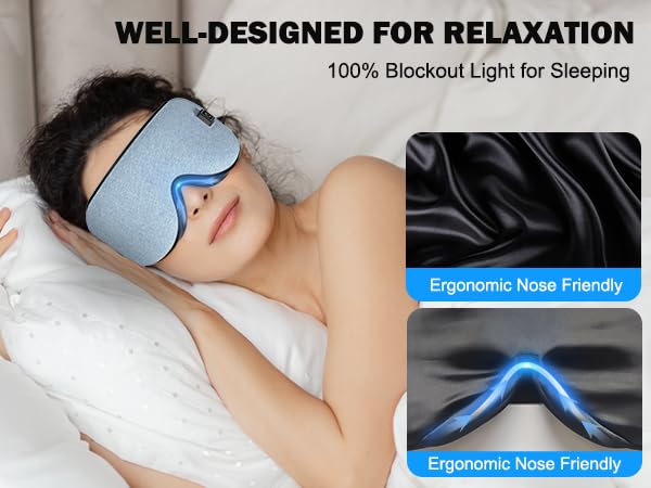 Fmlave Heated and Cooling Sleep Mask for Dry Eyes, Migraines, Electric Heated Eye Mask Improve Sleeping, Stye Eye Blepharitis Birthday Gifts for Women and Men (Blue)