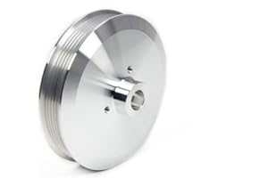 March Performance Power Steering Pump Pulley, Serpentine, 6-Rib, 3/4 in Press-On, 6 in Diameter, Aluminum, Clear Powder Coat, Long Water Pump, GM Pumps, Each
