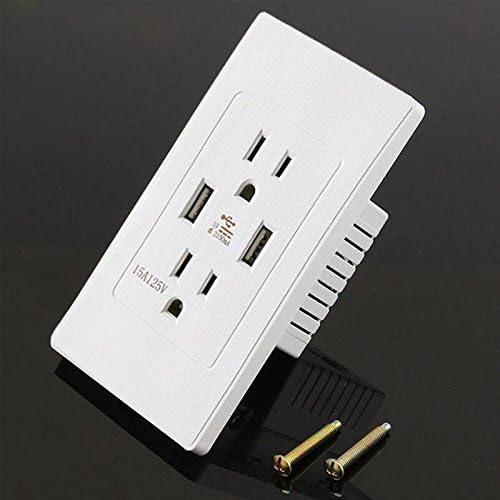 Cooldiy Ultra High Speed Dual 4A USB Charger Outlet 15 AmpTR Receptacle, White