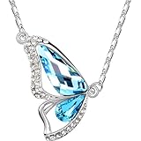 Swarovski Elements Crystal Diamond Accent Butterfly Pendant Chain Necklace for women teenage girls kids children, with a Gift Box, Ideal Gift for Birthdays / Christmas / Wedding
