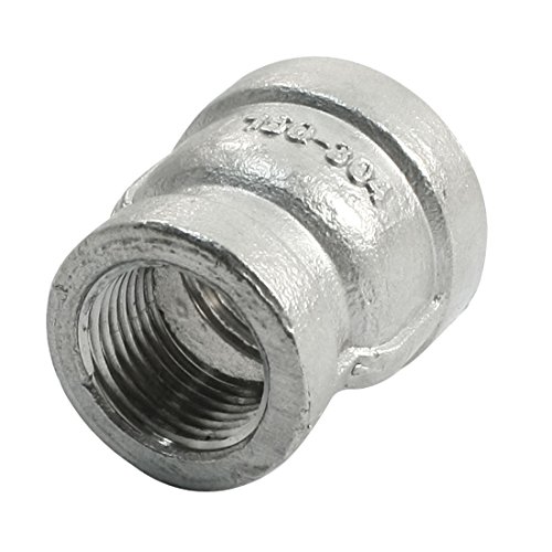 uxcell Silver Tone 3/8PT x 1/2PT Female Thread Round Head Reducing Coupling