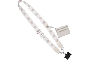 KOOFUR Clip And Go Strap For Phone With A Wallet Crossbody Lanyard For Women. String With Zipper Wallet Pouch, (WHITE FLOWER 1PCS)