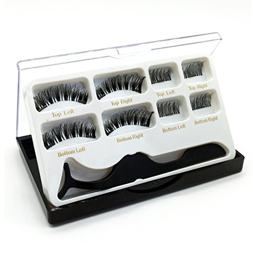 Eyelashes Magnetic Adhesives Extension Set With Applicator Tweezers Double Magnetic No Glue Needed Easy to Apply Soft False Eyelash for Natural Look (2 Pairs)