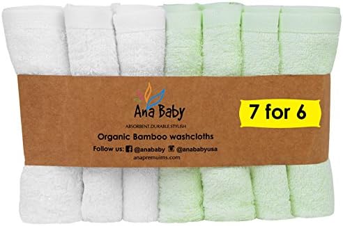 Premium Organic Rayon from Bamboo Washcloths 7 Pack- Hypoallergenic ULTRA SOFT & Absorbent Towels for Babyโs Sensitive Skin,10โx10โ Reusable Wipes - Excellent Baby Shower & Baby Gift for Travel Bathin