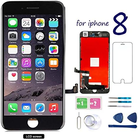 Screen Replacement for iPhone 8 Black 4.7 Inch LCD 3D Touch Screen Digitizer Display with Free Repair Tool Kits Compatible with A1863 A1905 A1906