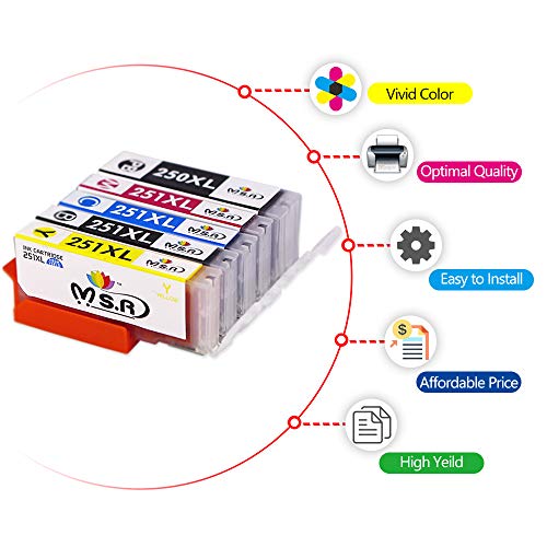 Ms.R Compatible Ink Cartridge Replacement for Canon PGI-250XL CLI-251XL,for Canon PIXMA MX922 MX920 MG7520 MG5520 MG6620 MG6320 MG5420 MG5522 IP7220 IP8720 MG5422 MG5620 IX6820 Printer Ink Cartridges