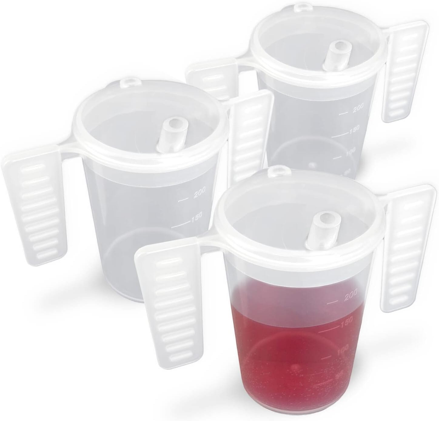Wing Handled Beaker with Drinking Lid - Pack of 3 | Adult Beakers for Elderly Dementia Cup Adult Drinking Cup for Elderly Two Handled Drinking Cup Small Spouted Drinking Lid โ image 1