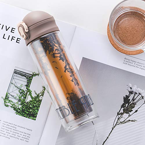 Tea Tumbler Travel Mug ROMAUNT Tea Infuser Water Bottle with Stainless Steel Filter for Loose Leaf, Fruit Infusions, Cold Brew Coffee 12 Oz/330 Ml Double Wall Design (Brown) - Thumbnail 5