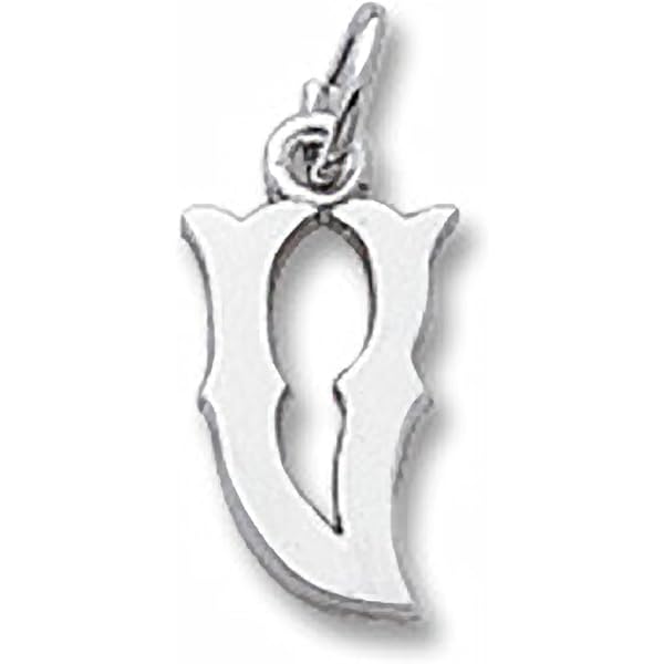 ChicSilver Sterling Silver Initial Charm - Vintage Letter Charm With CZ For Bracelets (Letter E)