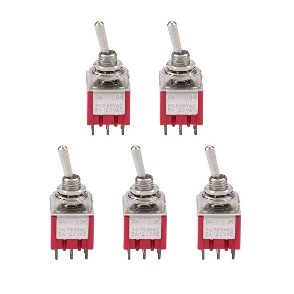 3 Position Rocker Switch 5 Pack 2A/250V AC 5A/120V AC On-On 2 Position 3pdt 9 Pin 6mm Button Head