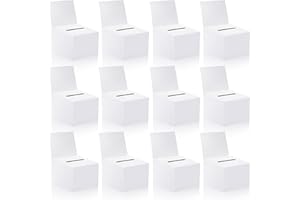 ZZHXKJHKY 12 Pack Raffle Boxes Ballot Box Suggestion Box with Slot, 6.5 x 4.5 x 4.5 Inch Cardboard Raffle Boxes with Slot for Ticket and Removable Header for Collecting Business Card Voting Contest (White)