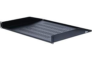 Tecmojo 1U Server Rack Shelf,14 inch Depth Rack Mount Shelf,Vented Cantilever Rack Shelf for 19 inch Server Racks and Network Cabinets,Weight Capacity 44lbs,Black,with Lip.