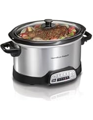 Hamilton Beach 4 Quart Programmable Slow Cooker with Flexible Easy Programming, 5 Cooking Times, Dishwasher-Safe Crock & Lid, Silver (33443)