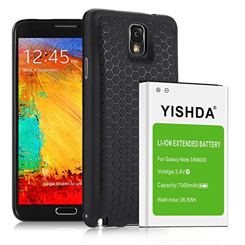 Note 3 Extended Battery YISHDA 7000mAh Replacement Li-Ion Battery for Samsung Galaxy Note 3 N9000 N9005 N900A N900V N900P N900T with Back Cover & Protective Case | Samsung Galaxy Note 3 Battery
