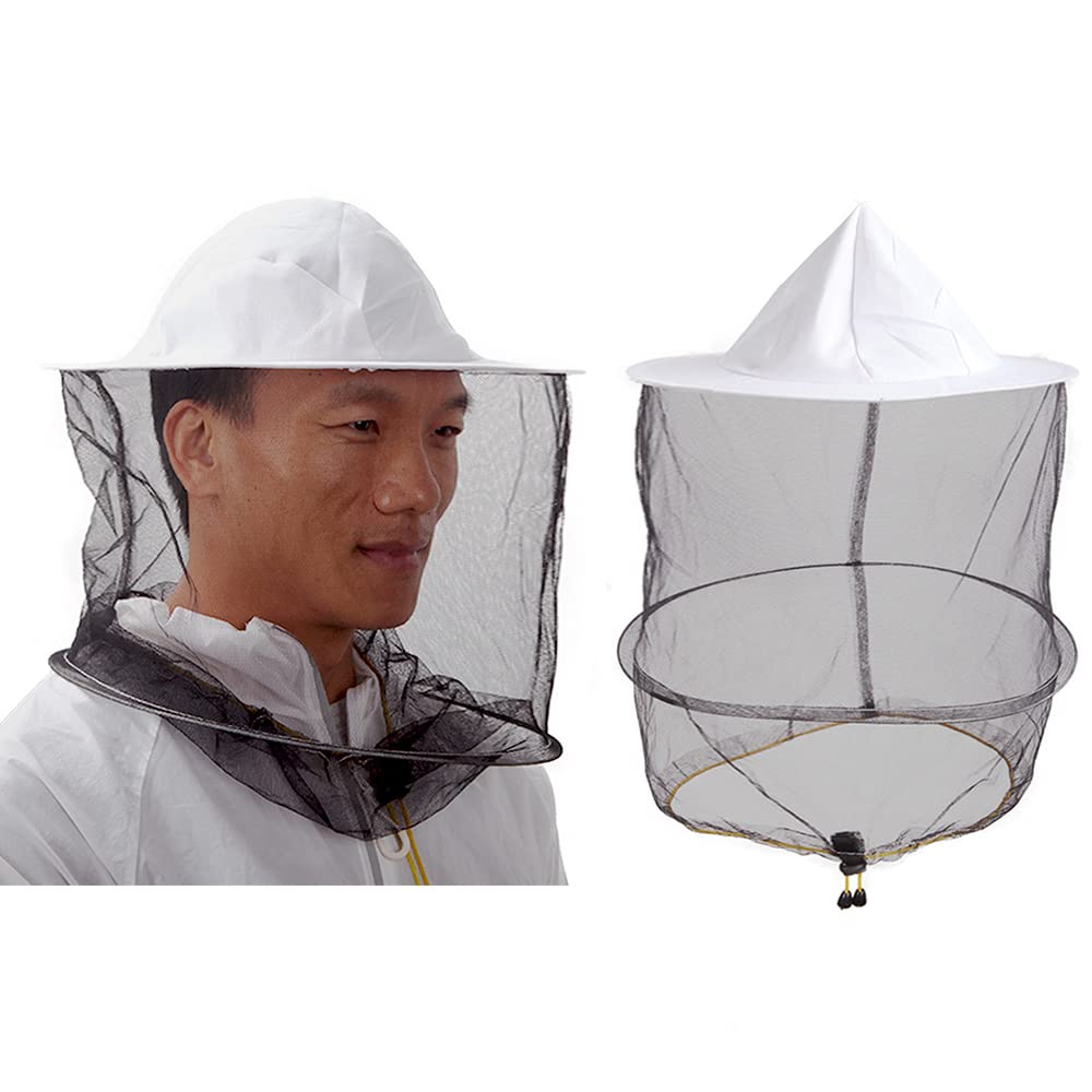 HunterBee 2/6 PCS Round Beekeeping Beekeepers hat with Veil net Netting/Mosquito Netting hat