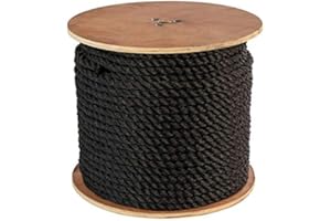 GENERAL WORK PRODUCTS GWP GWP 1/4" x 600' 3 Strand Black Polypropylene Rope (1,125 lbs. Tensile Strength) Various Sizes in Listing