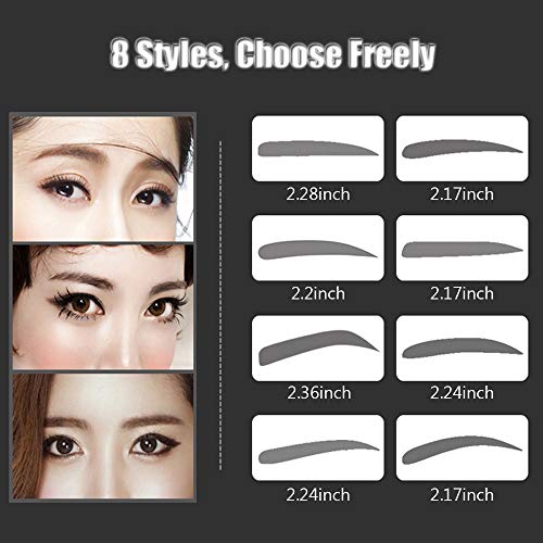 YBB 8 Styles Eyebrow Stencils, Eyebrow Shaping Templates DIY Grooming Stencil Kit Reusable Eyebrow Drawing Guide Card with 24 Pair Eyebrows Shape Stickers and 3 Pcs Eyebrow Razors