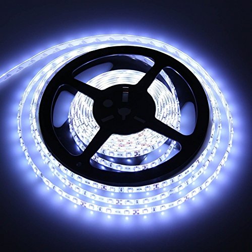 JESLED SMD 2835 Flexible LED Light Strip, 300 LED 16.4FT/5M 12V DC waterproof led rope lighting LED Tape Light Cool White(6000-6500K)
