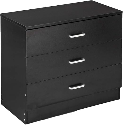 Amazon Com Simple Nightstand Side Cabinet Bedside Table Wooden Simple Dresser With 3 Drawers Black Kitchen Dining