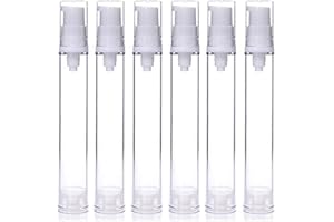 GLASSTORE 6 Packs Airless Pump Bottles Lotion Dispenser Bottle Travel Cream Pump Bottles Vacuum Pump Bottle For Liquid foundation (15ml(0.5oz))