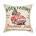 Fahrendom Rustic Farmhouse Style Noel Farms Merry Christmas Trees Red Vintage Truck Winter Holiday Sign Cotton Linen Home Decorative Throw Pillow Case Cushion Cover with Words for Sofa Couch 18x18 in