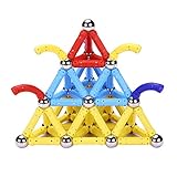 PlayMaty 136 Pieces Magnetic Toys Magnets Building Sets Link Shape Toy with Magnet Sticks for Kids Playing Stacking Game