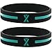 Inkstone Teal Awareness Ribbon Silicone Bracelets (12-Pack) - Wholesale Pack of 1 Dozen Unisex Wristbands for Men Women