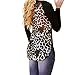 Chin's Women's Sexy Crewneck Leopard Long Sleeve T-shirts Tops (M)