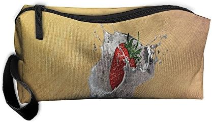 Women's Strawberry Milk CollisionPortable Buggy Bag Cosmetic Makup Bags Travel Cases