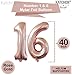 Rose Gold 16 Balloon Numbers - Large 40 Inch, Sweet 16 Birthday Decorations for Girls | Sixteen Birthday Balloons | 16 Number Balloons for 16th Birthday | Sweet 16 Balloons Rose Gold for Anniversary