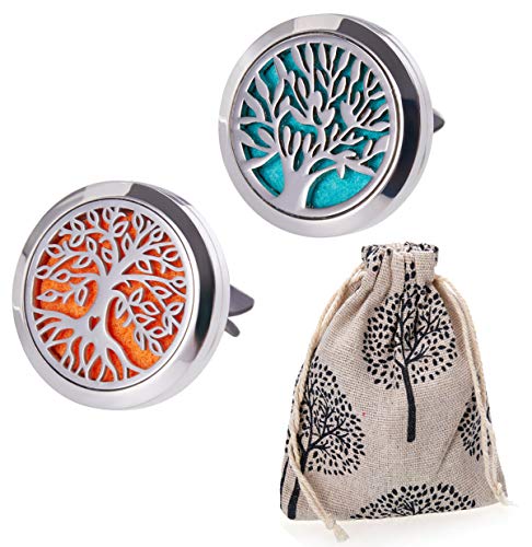 JOJOY LUX 2pcs 30mm Air Fresheners, Aromatherapy Essential Oil Diffuser, Stainless Steel Locket with Magnetic Cover & Vent Clip+10 Felt Pads, for Car Fan Computer and Others to Clip on - Thumbnail 5