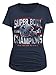 NFL New England Patriots Adult Women NFL Ladies Super Bowl Short sleeve V Neck Tri-blend Tee, Large, Navy