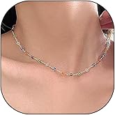 GIGB PBDK Colorful Mini Square Beaded Choker Necklace for Women,Simple Bohemia Statement Adjustable Chain Necklace,Cute Hawaiian Beach Holiday Jewelry Gifts