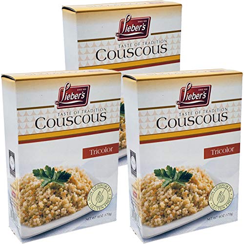 Lieber's Couscous Tricolor Flavor, Gluten Free, Kosher For Passover, 6 Ounce Box (Pack of 3, Total of 18 Oz)