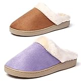 KushyShoo Women's Slip-on Fluffy Winter Clog Slippers