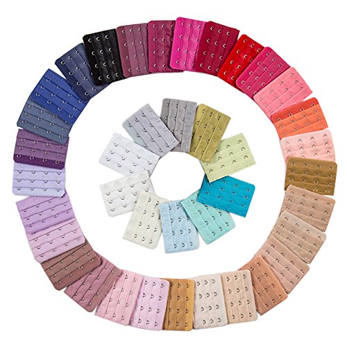 Hustar 20 Pcs Elastic 4 Or 5 Hook Bra Strap Extenders Bra Extension for Women 4 Hooks