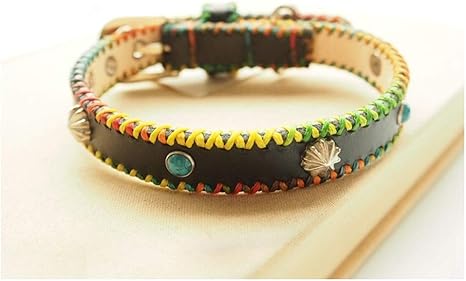 Amazon Co Jp 犬のための装飾的な首輪 ペット猫犬の首輪手作りブラックカラーラインリベット襟 アウトドア旅行に Color Black Size Xl ホーム キッチン