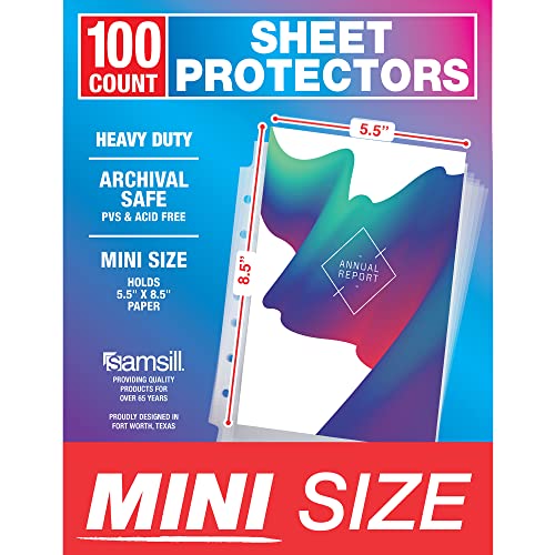 Samsill Mini Sheet Protectors 100 Pack, 5.5 x 8.5 Inch Page Protectors for Mini…