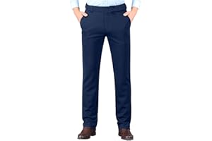 Mens Dress Pants Expandable Waist Wrinkle-Free Suit Pants Classic Flat Front Wedding Formal Bridegroom Pant Slim Fit