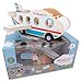 WondAir Passenger Jet Playset - Wooden Toy Airplane with 8 Figurines of Pilots, Crew, People, and Luggage Accessories - Push Along Vehicles, Open Ended Play for Toddler, Babies, Boys and Girls