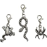 3pcs in set Frog Clip on Charm, Snake Spider Planner/Zipper Pull/Bag Charm/Case/Lanyard Charm, Stitch Marker, Insect Jewelry