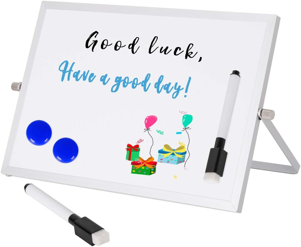sanlinkee Tableau blanc de bureau avec support, petit tableau blanc