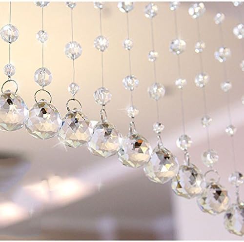 GUOYIHUA Crystal Clear Garland Hanging Bead Curtain,Clear Iridescent Faux Crystal Beaded Curtain Door String Curtain Wall Panel Fringe