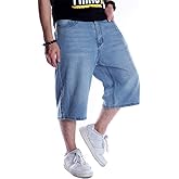 Kinghua Baggy Jean Shorts for Men Casual Loose Fit Hip Hop Skateboard Denim Shorts