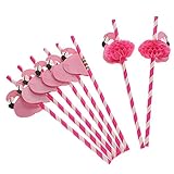 LIGONG Pack of 12 Flamingo Honeycomb Straws for Hawaiian Luau/Birthday/Weddings/Pool Cocktail Party Supplies Tropical Drinks Decorations,ROSE