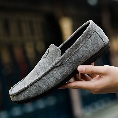 Men's Driving Shoes Slip-on Loafers Casual and Comfortable Solid Bean Shoes Flat Boat Shoes - Thumbnail 4