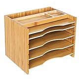SONGMICS Bamboo File Organizer Paper Sorter with 5