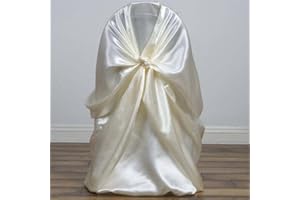 EFAVORMART.COM Efavormart Ivory Chair Covers for Party 5 PCS Satin Self Tie Universal Banquet Wedding Folding Chair Cover for Dining Chairs Washable Slipcovers for Outdoors Events