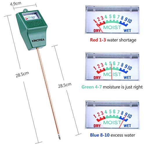 KINCREA JP02 S10 Moisture Meter, Hygrometer Soil Water Monitor for Gar, Green
